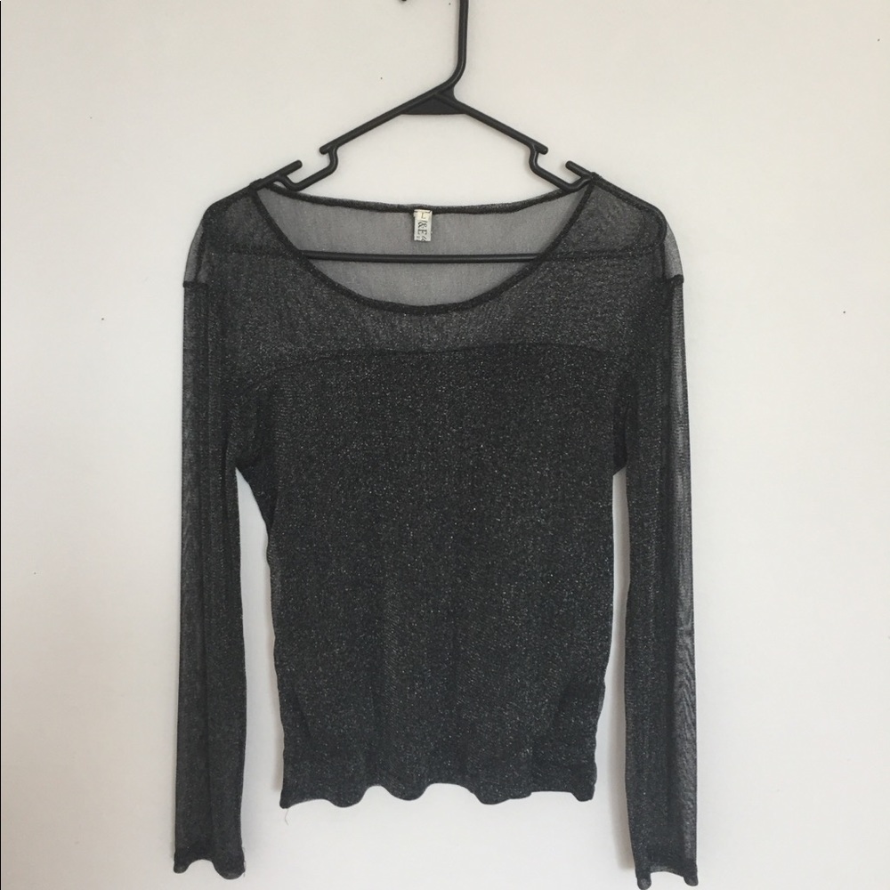 Sheer sparkly black top